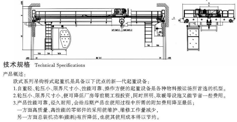 &nbsp;5—320、75吨欧式吊钩桥式起重机